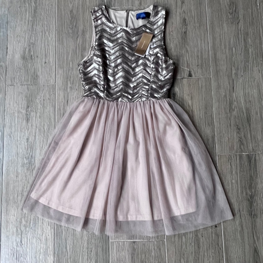 Dress Short Formal Sequin Rose Gold Tulle Pink Dance Party Gown Hoco Holiday - Picture 5 of 13